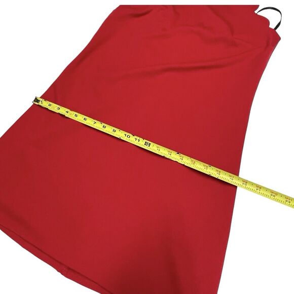 I.N. San Francisco Red Mini Dress High Neck Sleeveless Scalloped Edges Women’s L - Picture 10 of 13